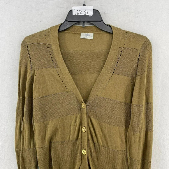Wallace Sweater Women's S Brown Striped Knitted Ribbed V-Neck Button Up Cardigan - Picture 5 of 9